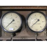 A pair of steam pressure guages - to be offered to the Vintage machinery dept. of Cheffins