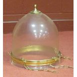 A gilt brass mounted glass hemispherical lantern