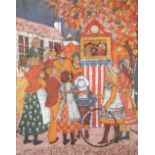 Jenny Davidson, RCA (British, 20th Century) Punch and Judy batik 60 x 47cm (23 x 18in)  Colours