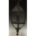 A black painted and glazed lantern, 83cm