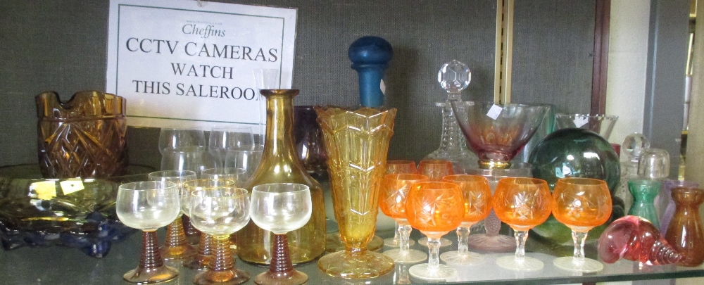 A large quantity of 20th century coloured glass and other glassware