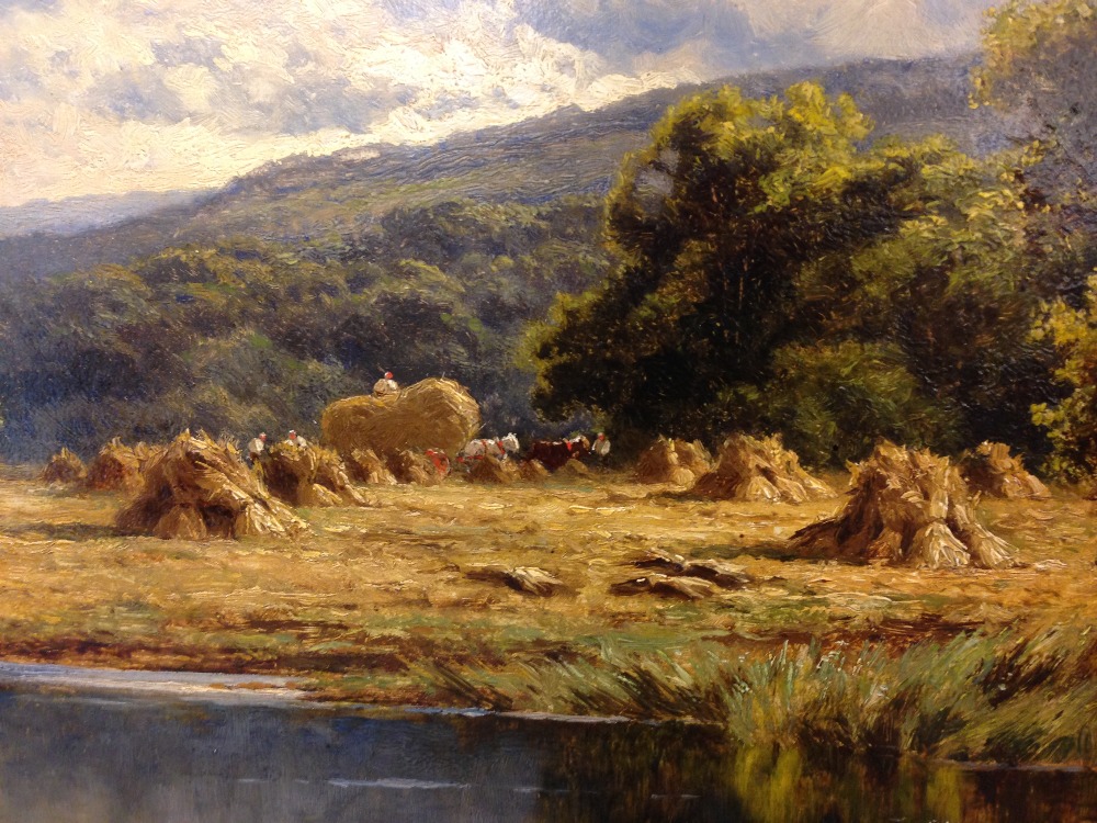 Henry H Parker (British, 1858-1930) Harvest on the River Mole near Dorking, Surrey signed lower - Image 3 of 8