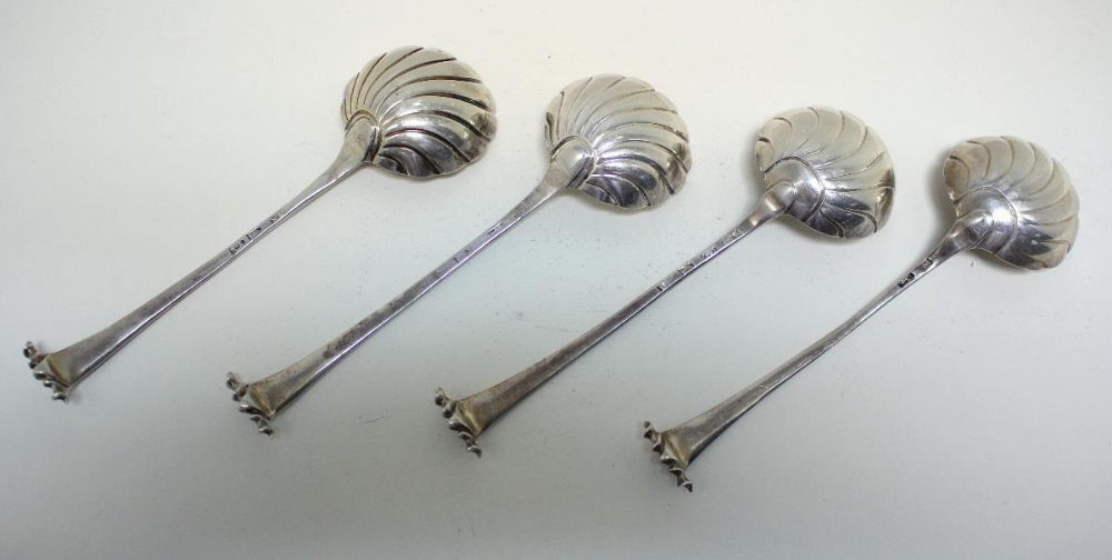 A matched set of George II/III silver Onslow pattern sauce ladles, all with shell bowls, one by - Image 2 of 7