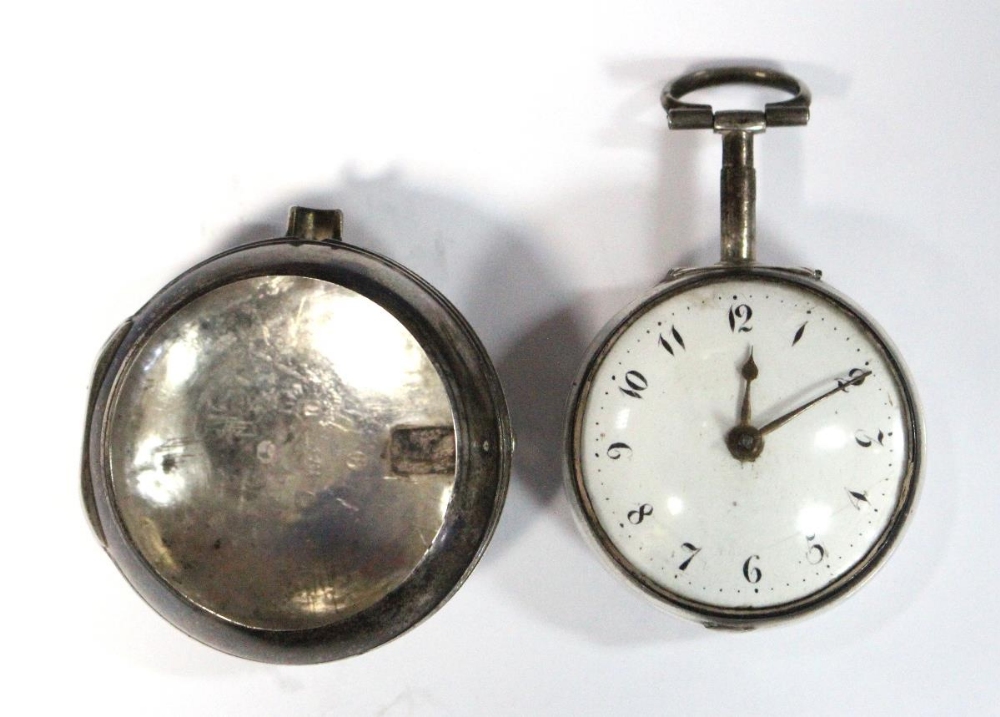 By William Johnston - a George III silver pair cased pocket watch, the white enamel dial (38mm) - Image 2 of 5