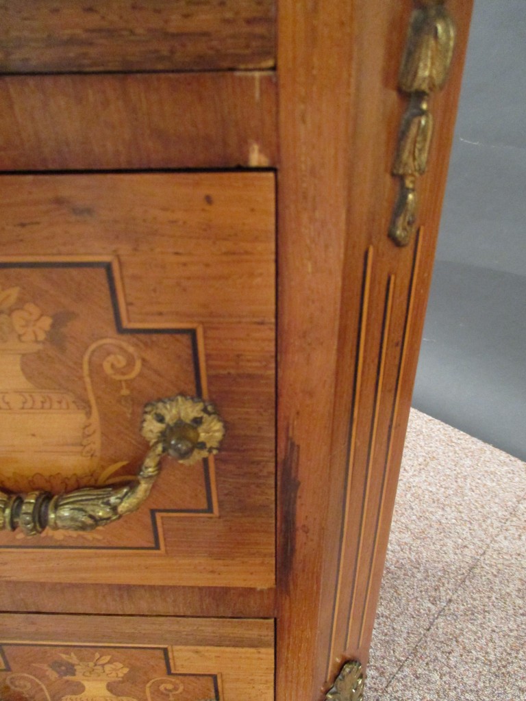 A late 19th century Transitional style breche d'alep and satinwood commode, stamped Edwards & - Image 6 of 9