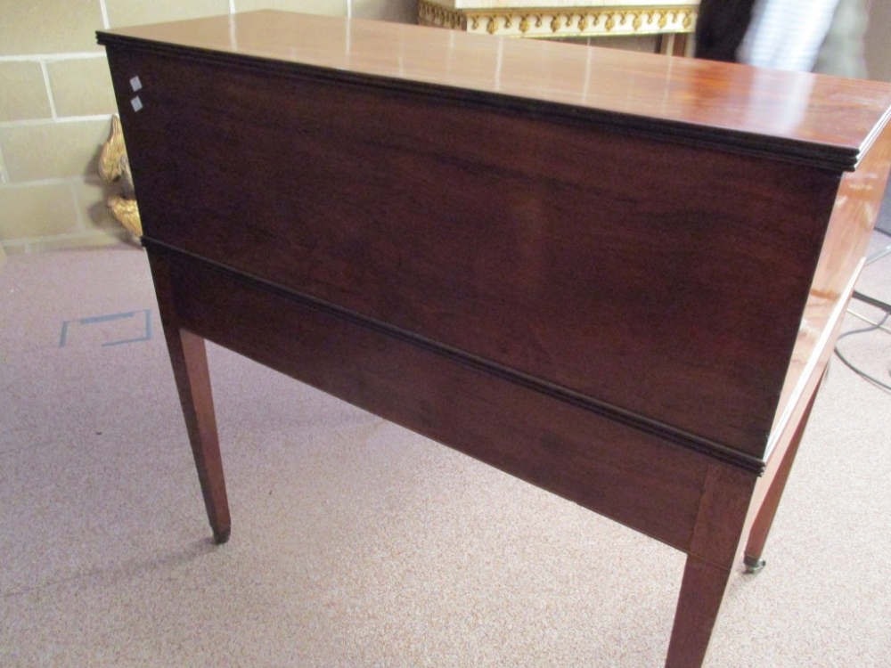 A Regency mahogany and satinwood cylinder bureau, satinwood banded border decoration, internally - Image 3 of 3