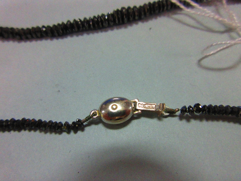 A black diamond bead necklace, the graduated 2.5 - 5.3mm diameter faceted black diamond beads, - Image 3 of 5