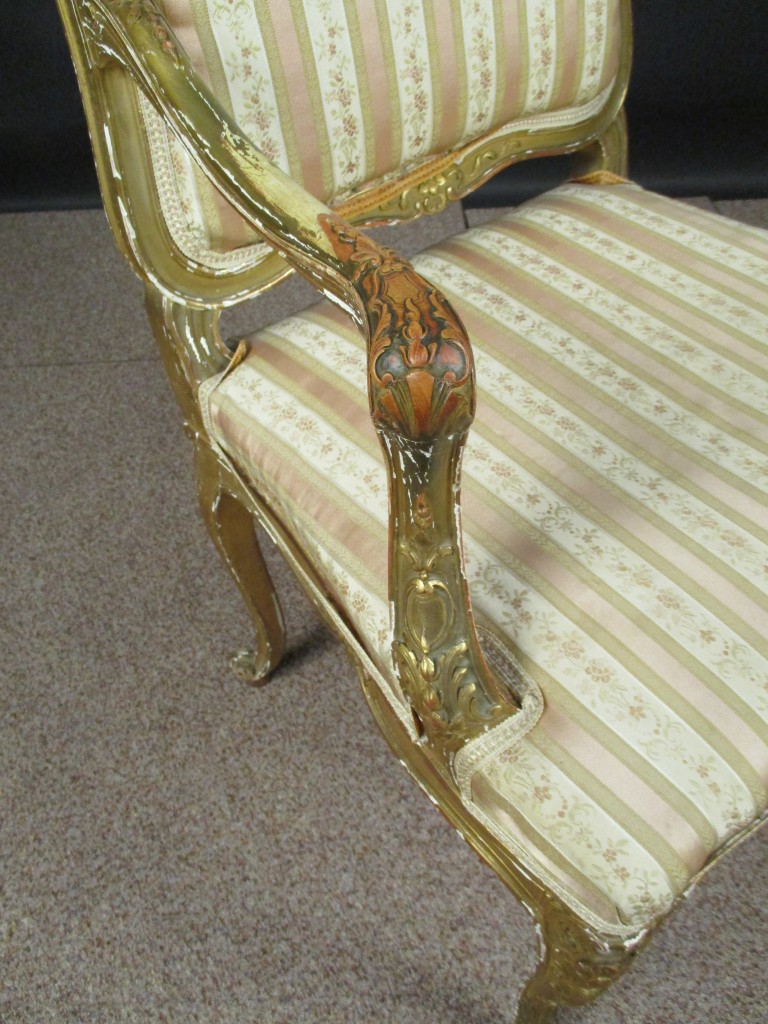 A pair of French Regency revival giltwood salon chairs, circa 1870, leaf and scroll carved frames - Image 4 of 9