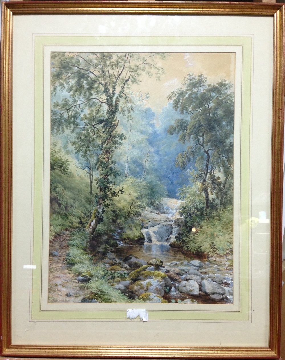 William Henry Mander (British, 1850-1922) Welsh landscape with waterfall signed lower left "W H - Image 2 of 6