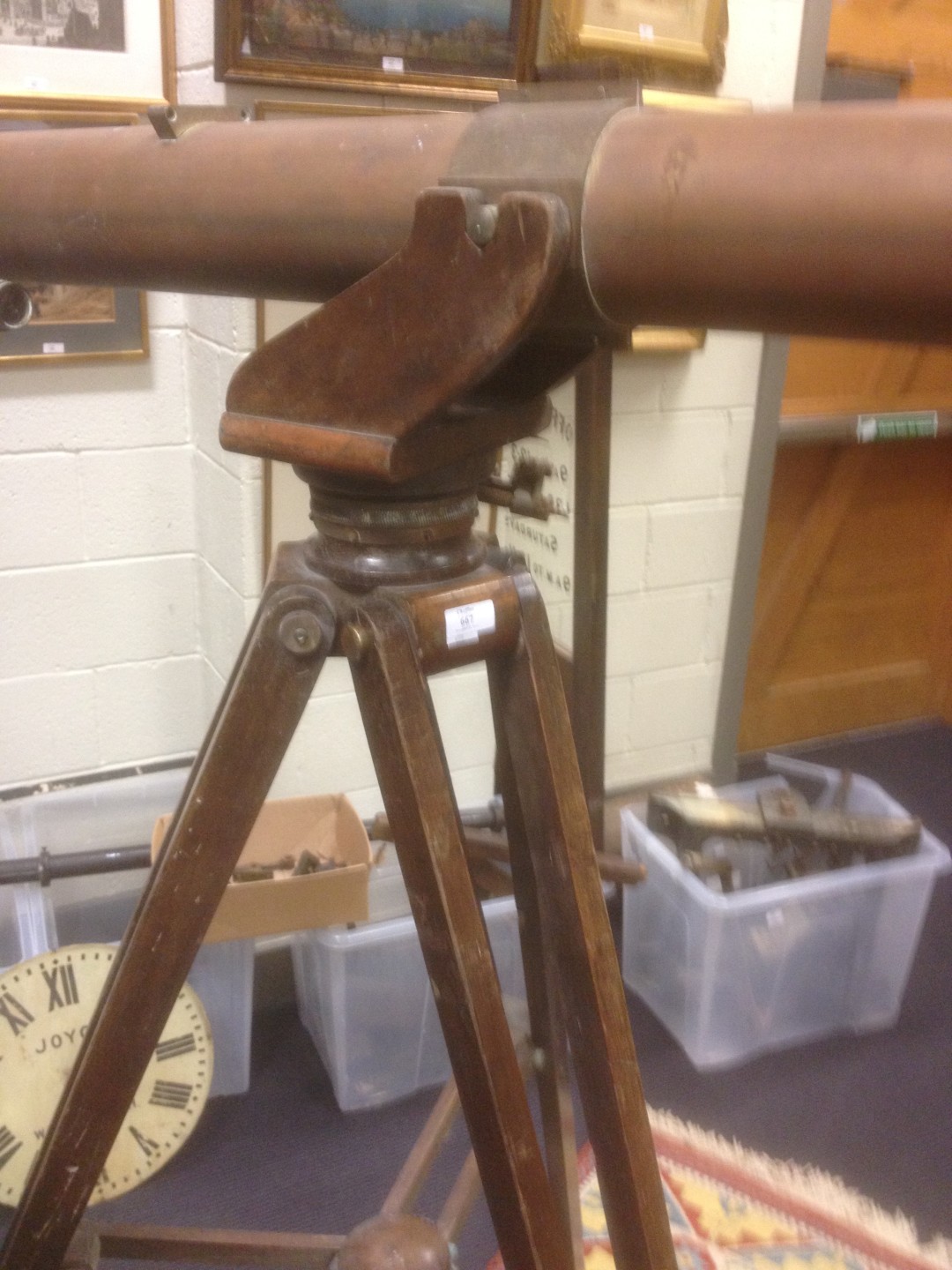 A large 19th century 4 inch copper and brass refracting telescope by Clarkson of London, with star - Image 6 of 8