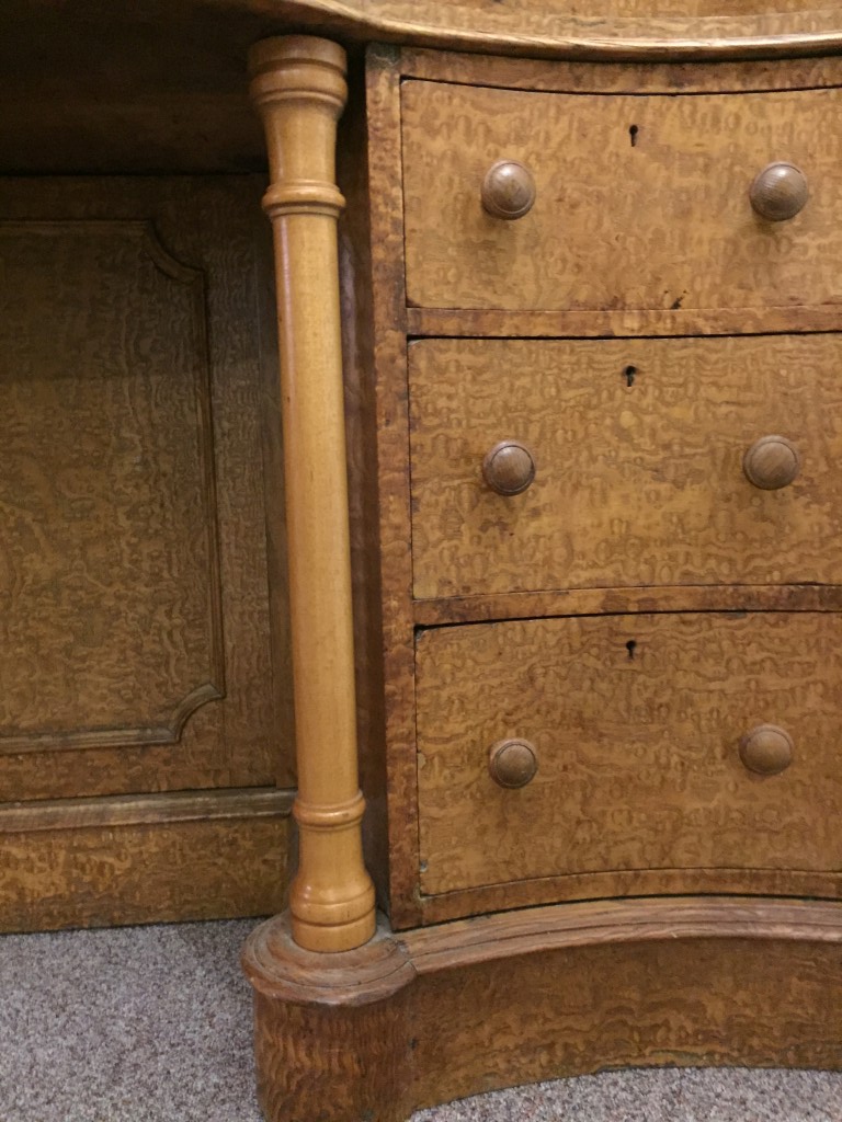 A Victorian figured ash pedestal desk, stamped Taylor & Sons, New Bond Street, London, of serpentine - Image 3 of 6