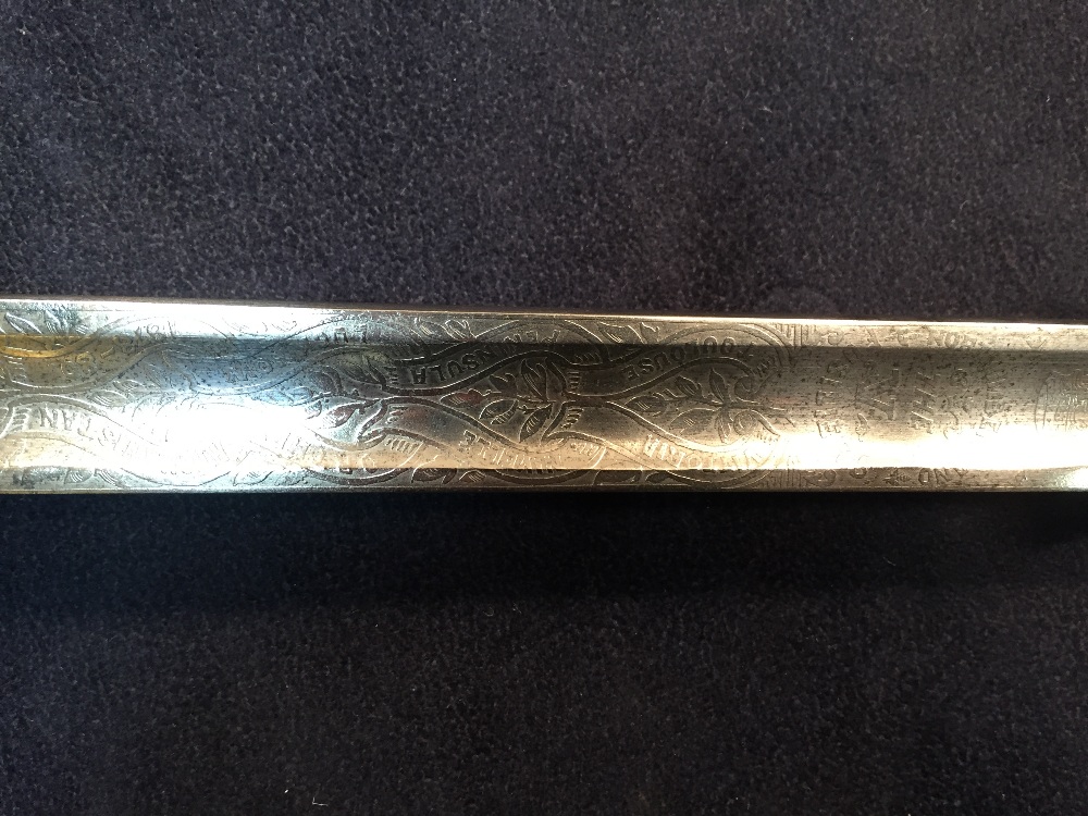 A 19th century officer's sword by Thurkle, the blade decorated with Northumberland V Fussiliers - Image 5 of 8