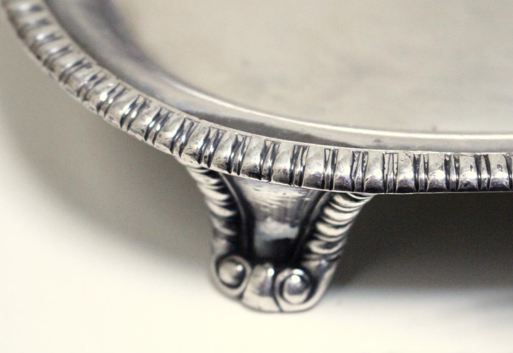 An Old Sheffield Plate salver, maker unknown circa 1800, rectangular with gadrooned edge, raised - Image 3 of 6