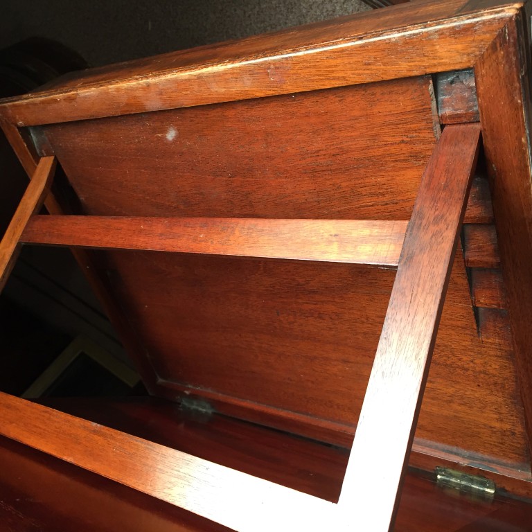 A Regency mahogany reading table, with adjustable slope, fitted end drawer for ink wells and pens, - Image 2 of 4