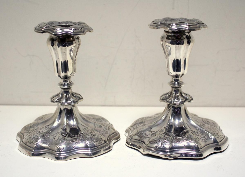 A pair of Victorian silver dwarf candlesticks, by Henry Wilkinson & Co, Sheffield 1849, the lobed - Image 2 of 7