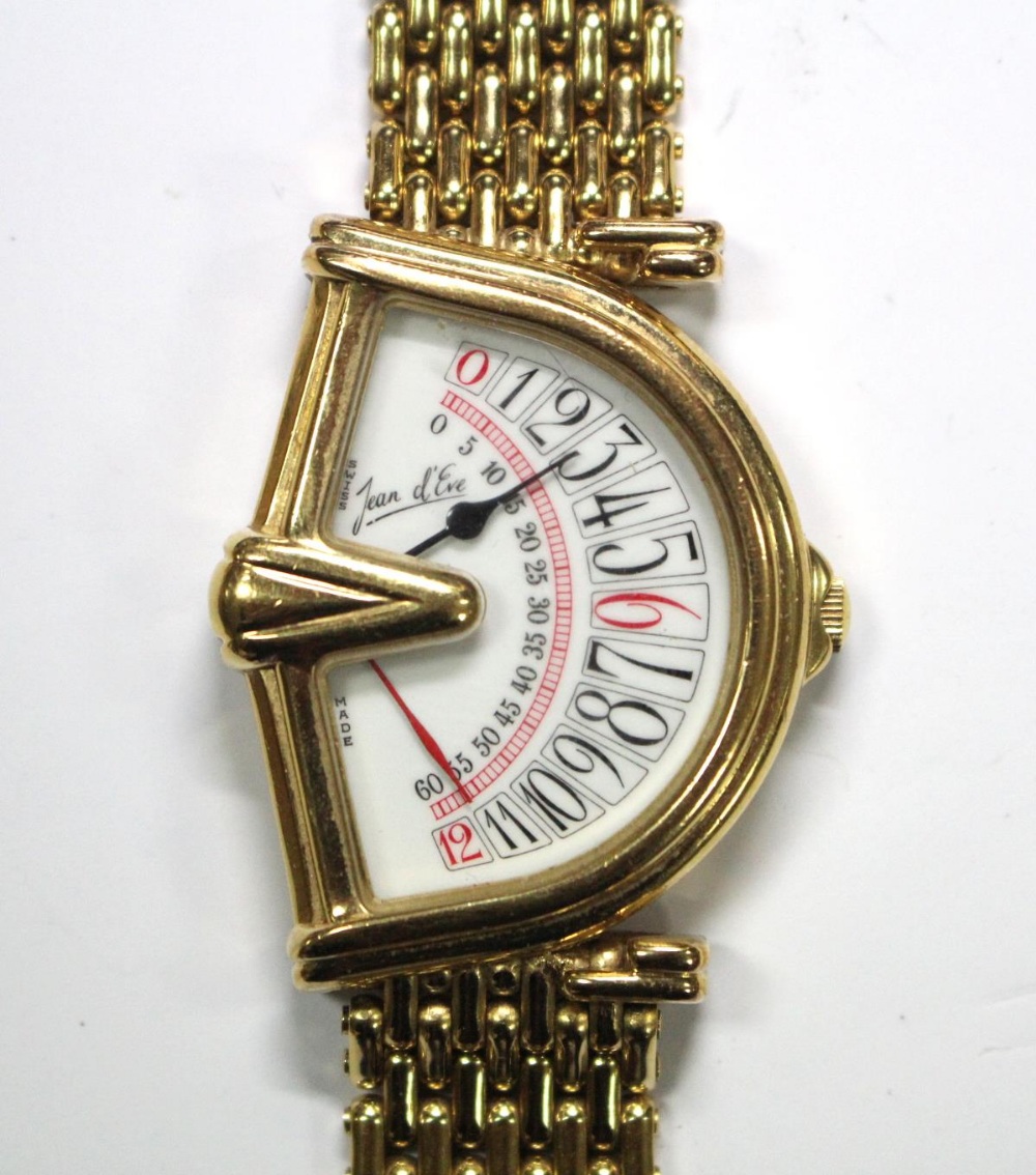 By Jean d'Eve - a gentleman's gold plated 'Sectora' wristwatch, with asymmetric fan shaped dial