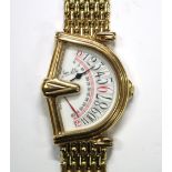 By Jean d'Eve - a gentleman's gold plated 'Sectora' wristwatch, with asymmetric fan shaped dial