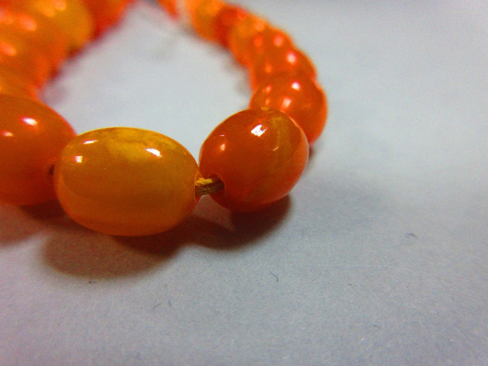 An amber necklace, of graduated oval butterscotch beads, gross weight 18g, length of necklace 42cm - Image 4 of 4