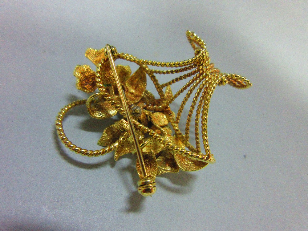 A diamond and gem set giardinetto brooch, the pierced and waisted basket and handle made of - Image 3 of 4