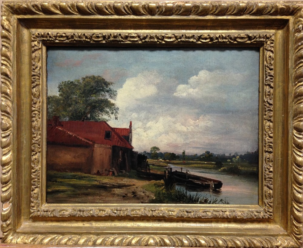 Circle of Thomas Churchyard (British, 1798-1865) Rowing boat on a Suffolk river oil on canvas 19 x - Image 2 of 6