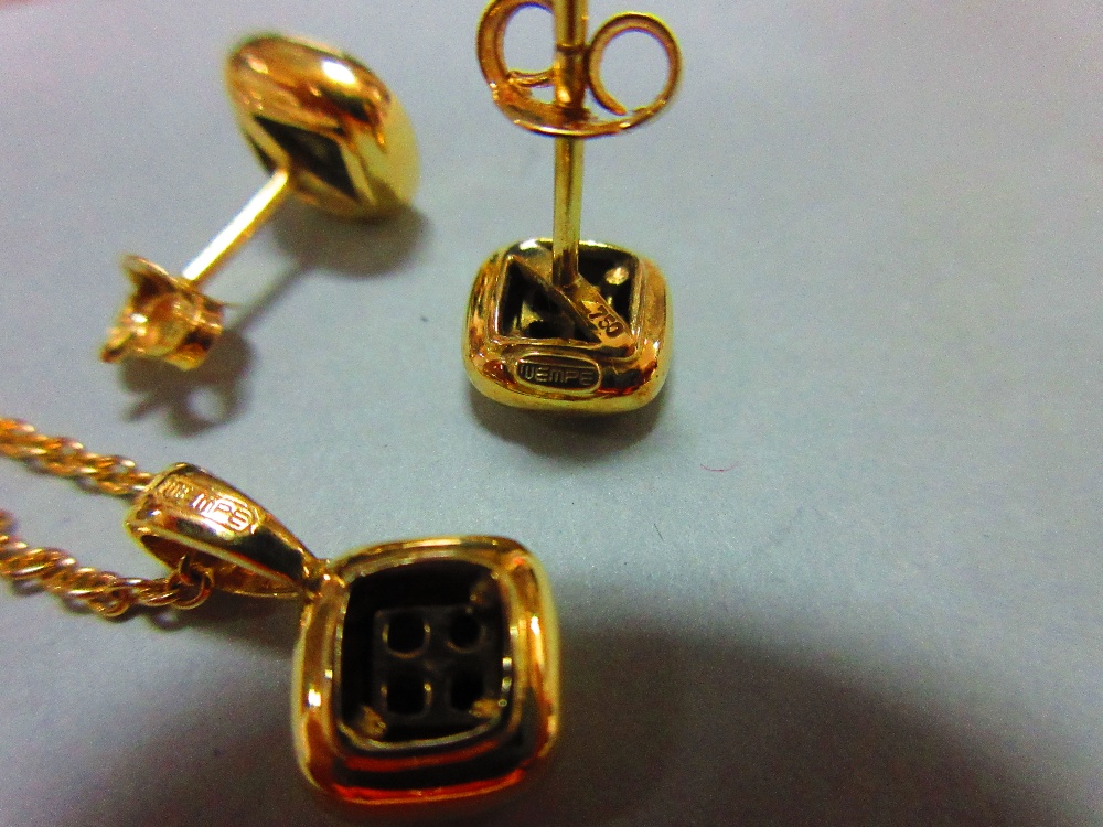 A mystery set sapphire and 18ct gold suite of pendant and earstuds by Wempe, the pendant and each - Image 4 of 6
