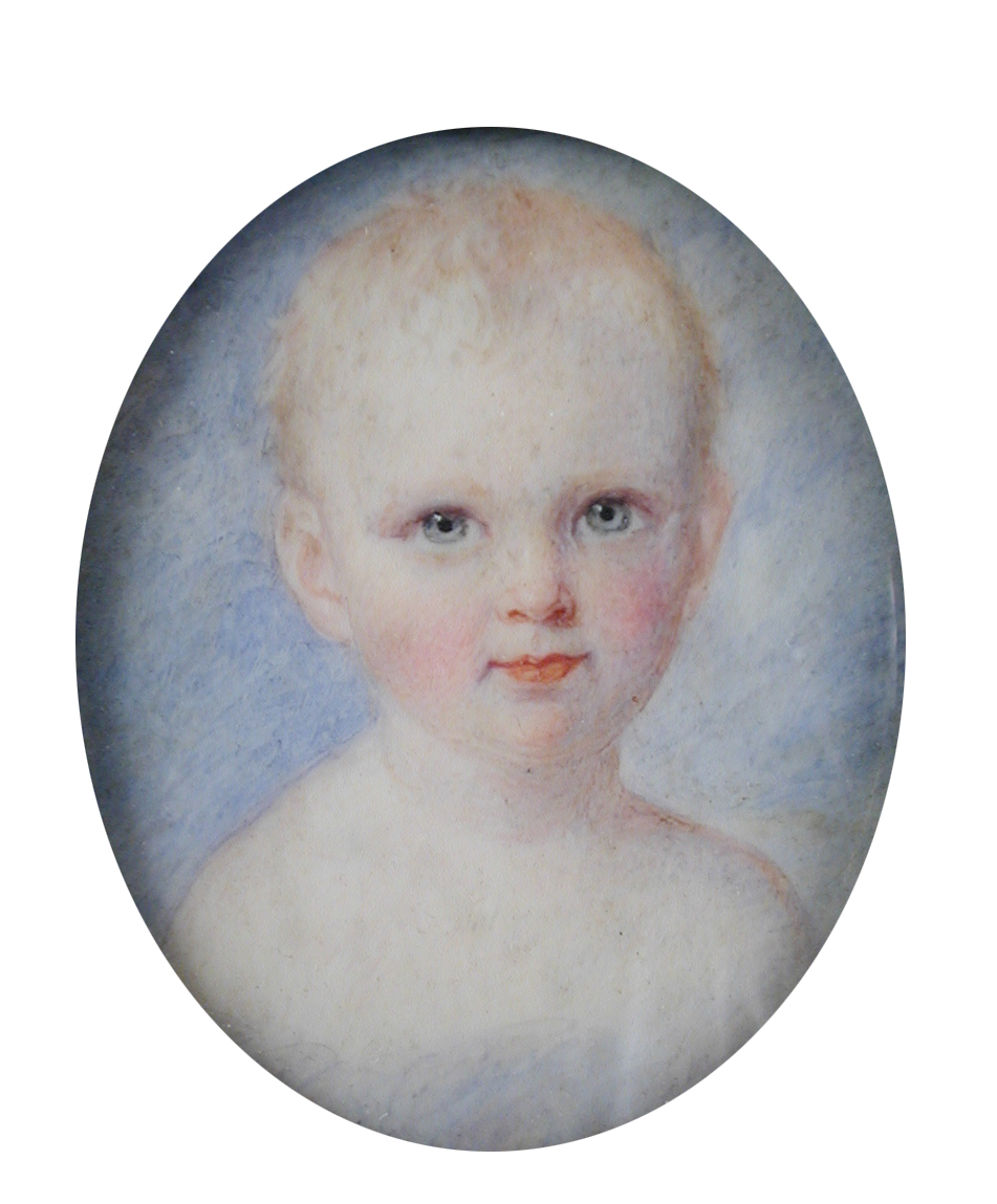 William Egley (British, 1798-1870) Portrait miniature of a boy watercolour on ivory inscribed