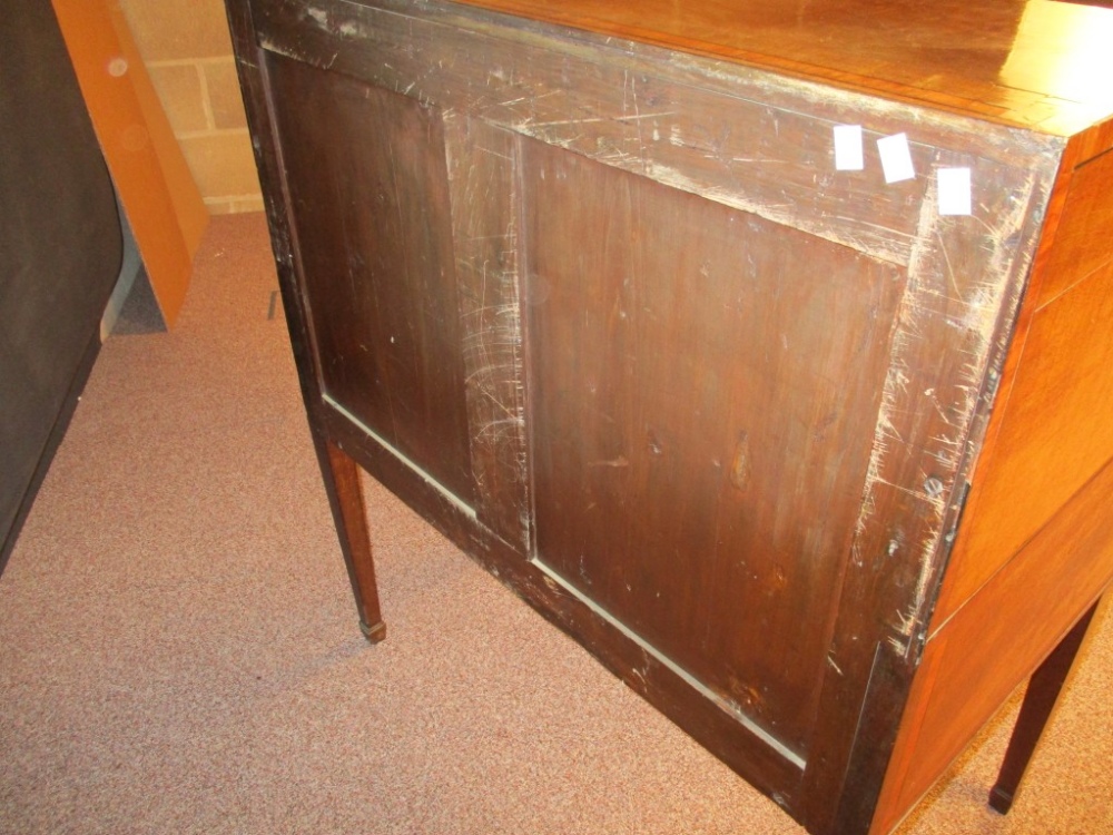 A George III mahogany cylinder bureau, satinwood crossbanded and inlaid with central conch shell and - Image 2 of 6