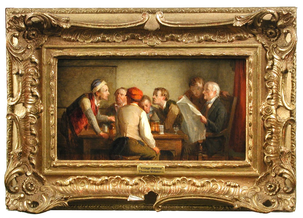 Thomas Webster, RA (British, 1800-1886) Village Politics oil on panel 15 x 27cm (6 x 11in) Paint