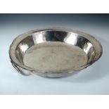 A large shallow metalwares two handled cooking pan, unmarked but believed to be Peruvian, with