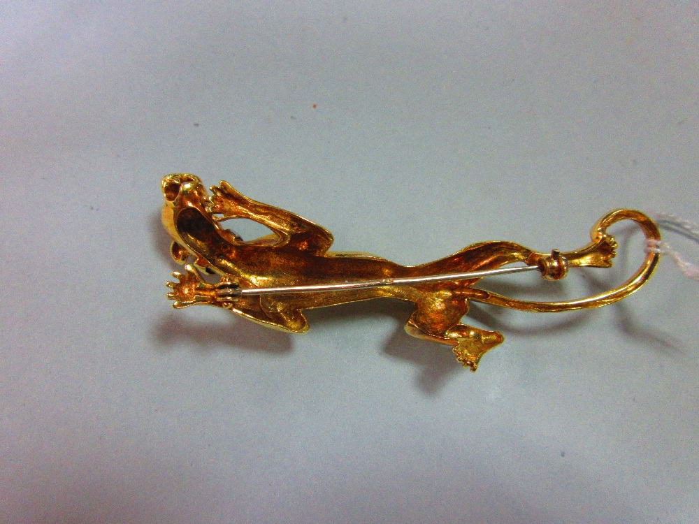 A gemset panther brooch, the realistically modelled sleek, stalking and snarling big cat, with a - Image 3 of 6