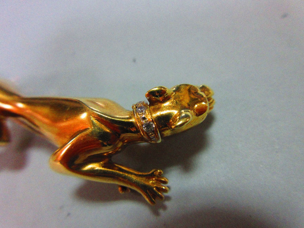 A gemset panther brooch, the realistically modelled sleek, stalking and snarling big cat, with a - Image 6 of 6