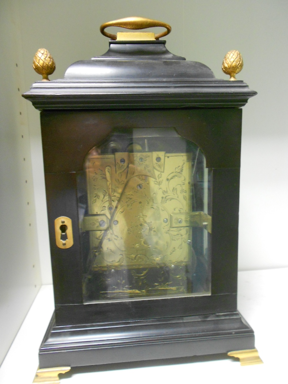 Richard Grove, London, a good small George III ebonised verge bracket clock with pull repeat, the - Image 4 of 10