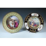 A late 18th/early 19th century Sevres jewelled plate painted with a garland being placed around