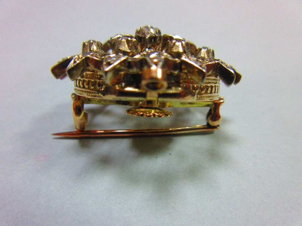 A Victorian diamond set hinged bangle / brooch, the bangle formed by knife-edge bars flaring at - Image 9 of 9