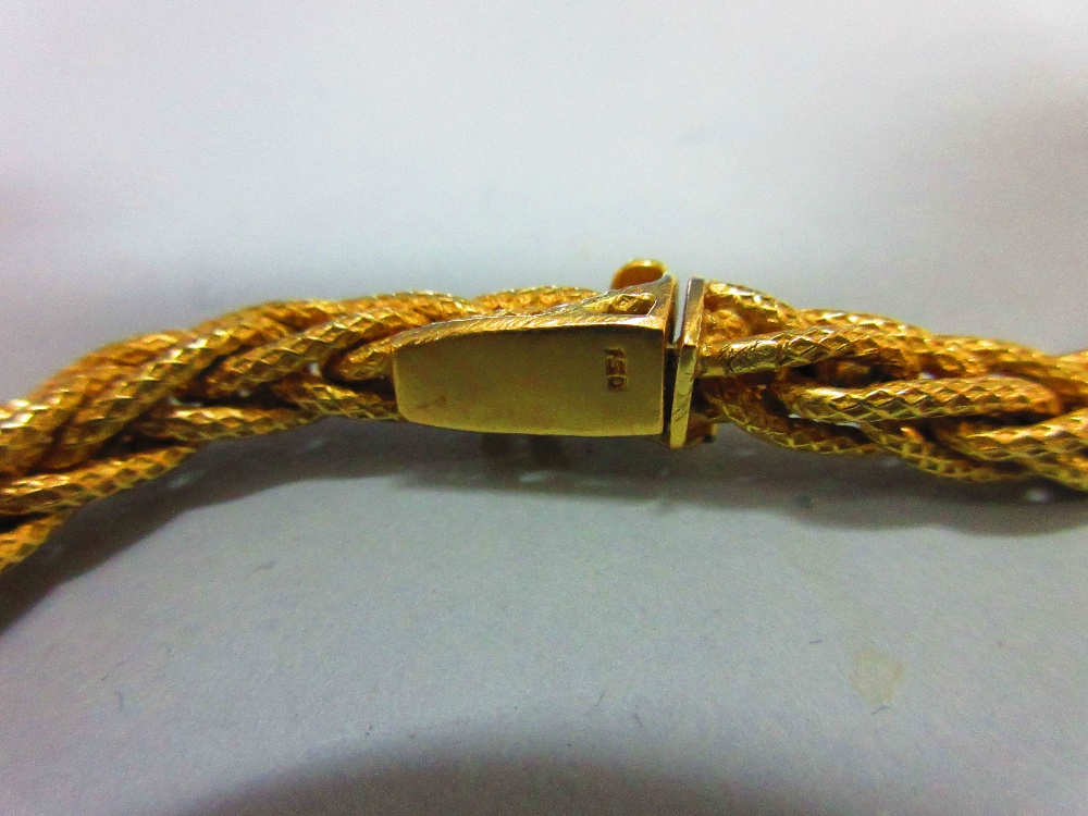 A substantial foxtail link long chain, stamped '750' for 18ct gold, the supple and textured links to - Image 3 of 3