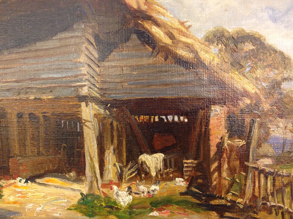 Frank Moss Bennett (British, 1874-1933) An Old Barn at Stoborough, near Wareham, Dorset oil on - Image 3 of 6