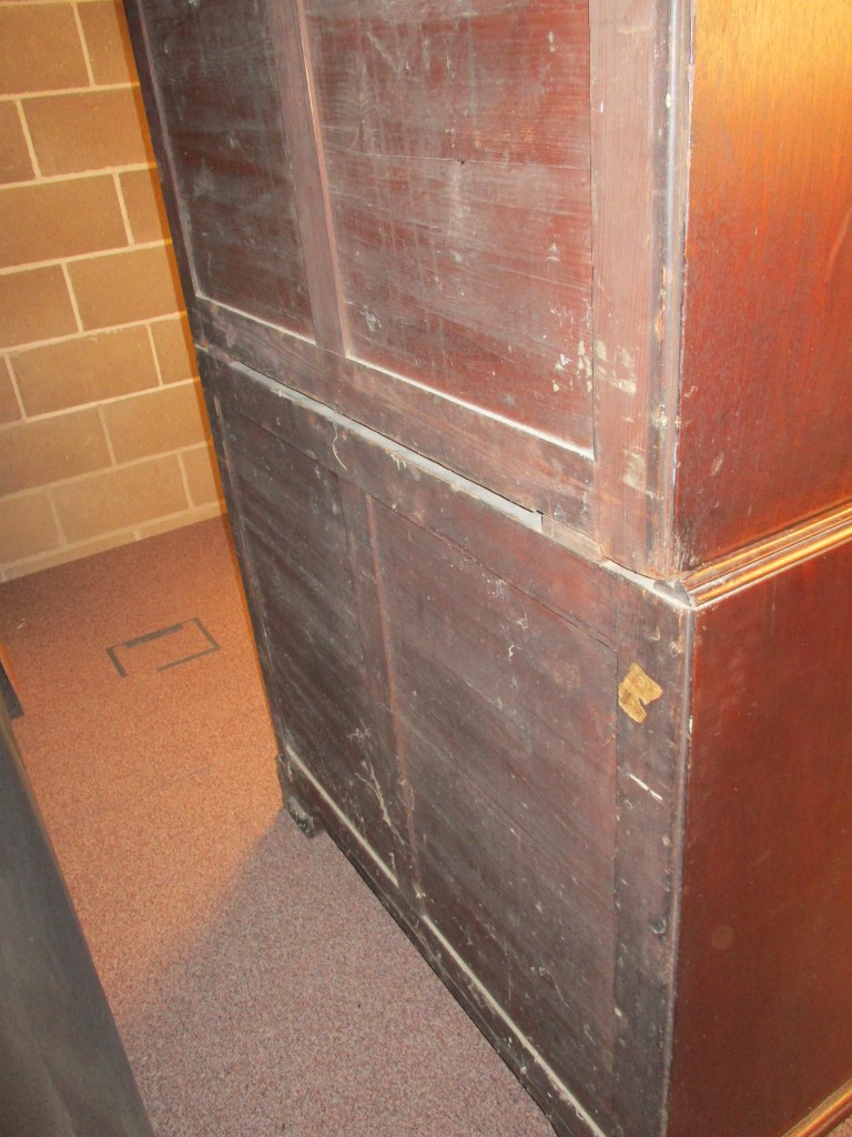 A George III mahogany secretaire chest on chest, with a greek key moulded cornice, canted reeded - Image 9 of 10