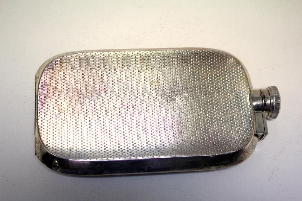 A large silver brandy flask, by James Dixon & Sons, Sheffield 1924, of rounded rectangular form, the - Image 2 of 4