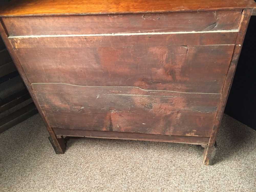 A George III mahogany chest of drawers, with chequered line inlaid decoration, brushing slide and - Image 4 of 4