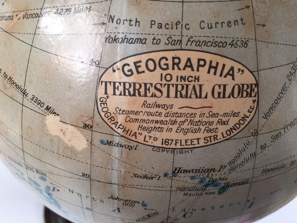 A Geographia 10 inch terrestrial globe, on a wrythen turned column stand, together with another 12 - Image 2 of 3