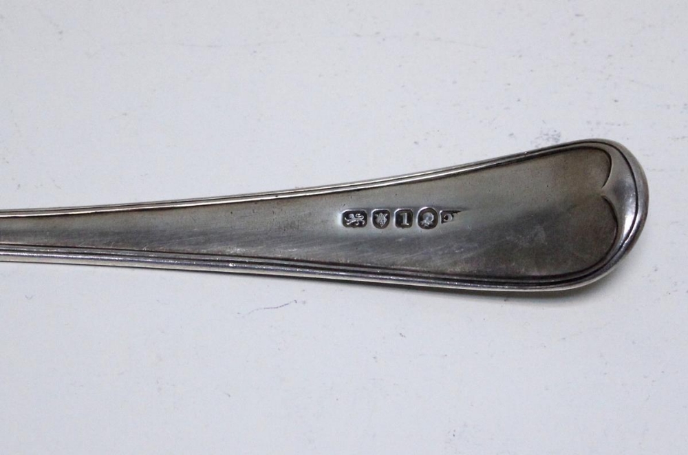 A George III silver Old English thread pattern soup ladle, by Richard Crossley, London 1786, crested - Image 2 of 3