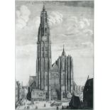 Wenceslaus Hollar (Bohemian, 1607-1677) Antwerp Cathedral 1649 or later, state with text above the