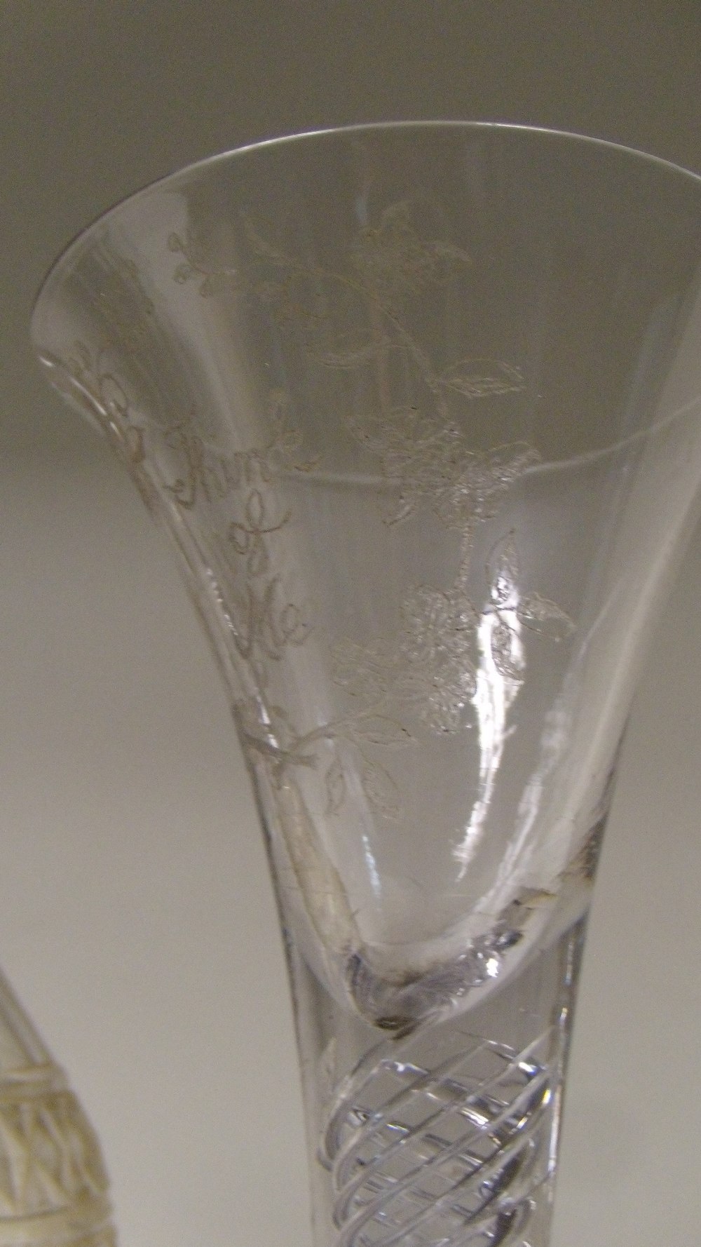 Two 18th century glasses together with an Irish decanter and stopper, the cordial with facetted stem - Image 4 of 6