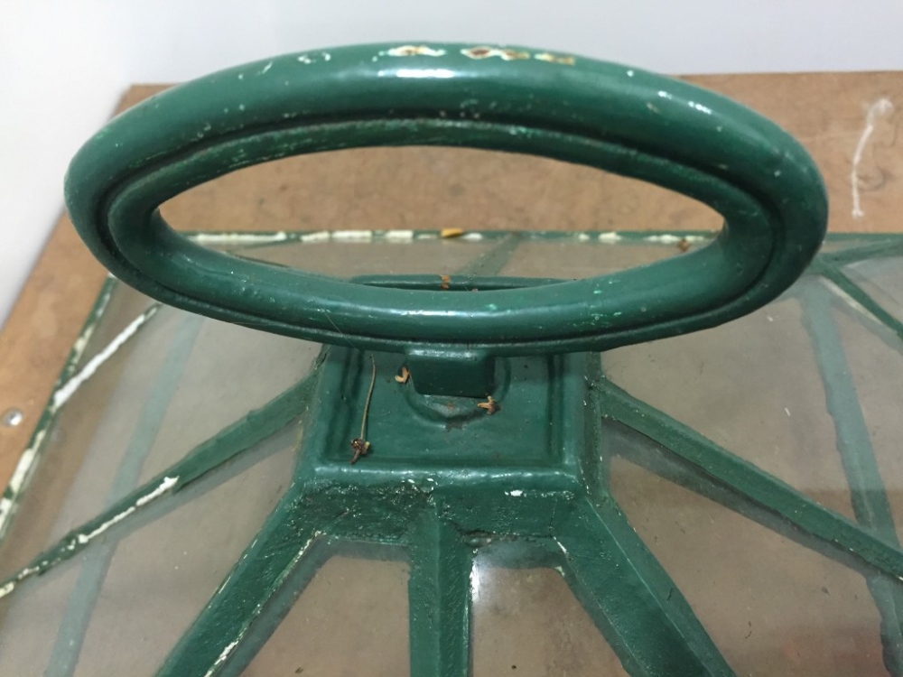 A green painted cast iron framed cloche, with pyramidal cover 51 x 51 x 51cm (20 x 20 x 20in) No - Image 2 of 3