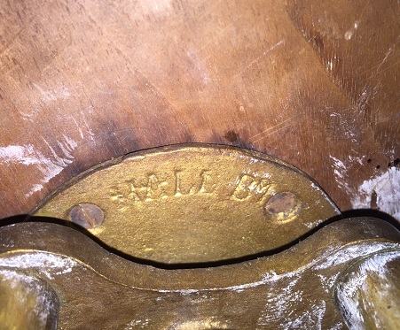 A Victorian oak and brass magazine stand, stamped Hall, Bm, the revolving top with carrying - Image 2 of 2