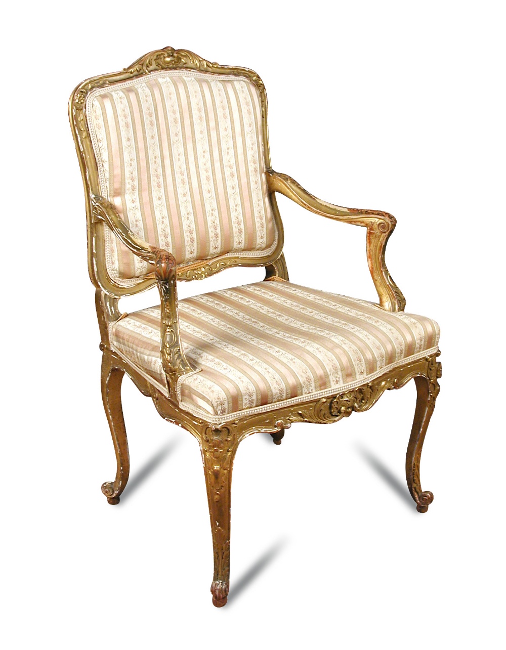 A pair of French Regency revival giltwood salon chairs, circa 1870, leaf and scroll carved frames - Image 2 of 9