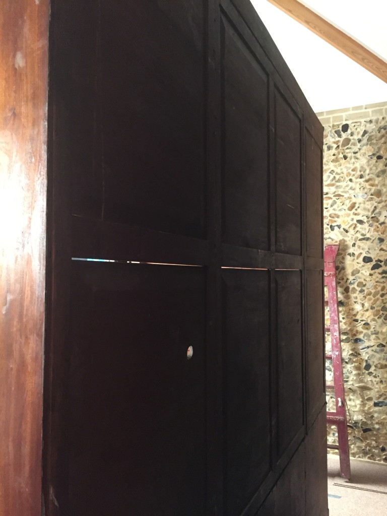 A George III mahogany breakfront library bookcase, with gothic arched glazed doors above and - Image 2 of 9