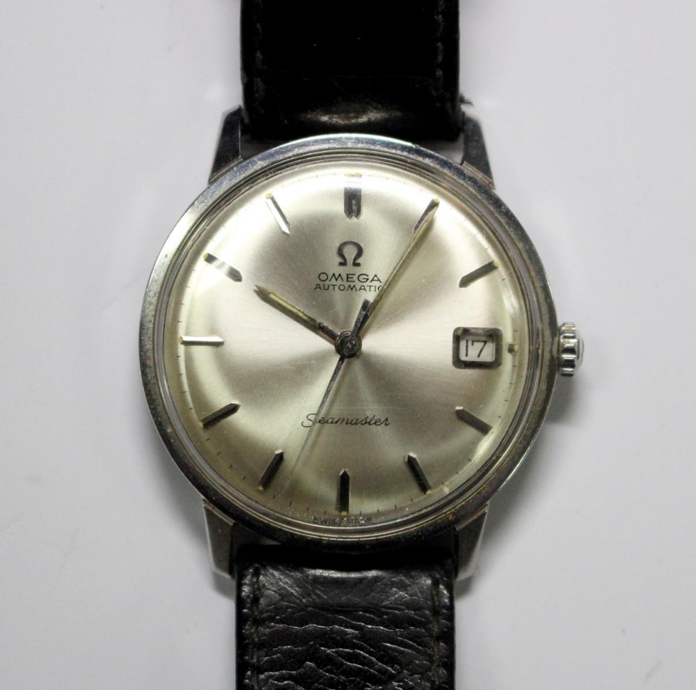 By Omega - a gentleman's steel cased automatic 'Seamaster' wristwatch, circa 1960's, with brushed