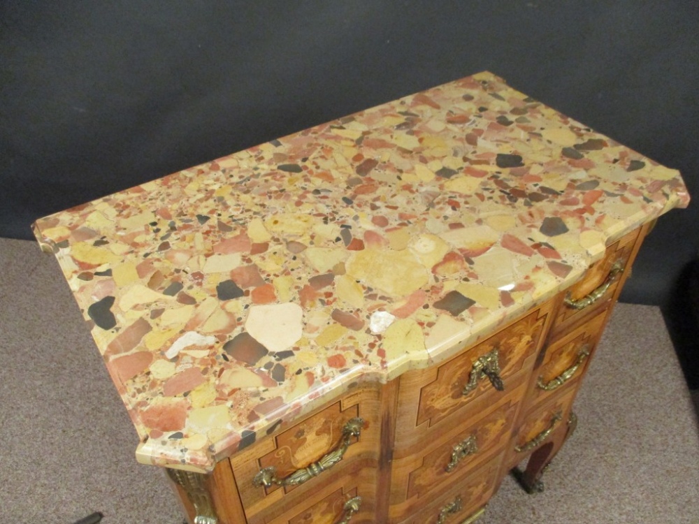 A late 19th century Transitional style breche d'alep and satinwood commode, stamped Edwards & - Image 3 of 9