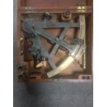 A 'George Lee and Son, Portsmouth' labelled mahogany cased sextant, the rosewood handled